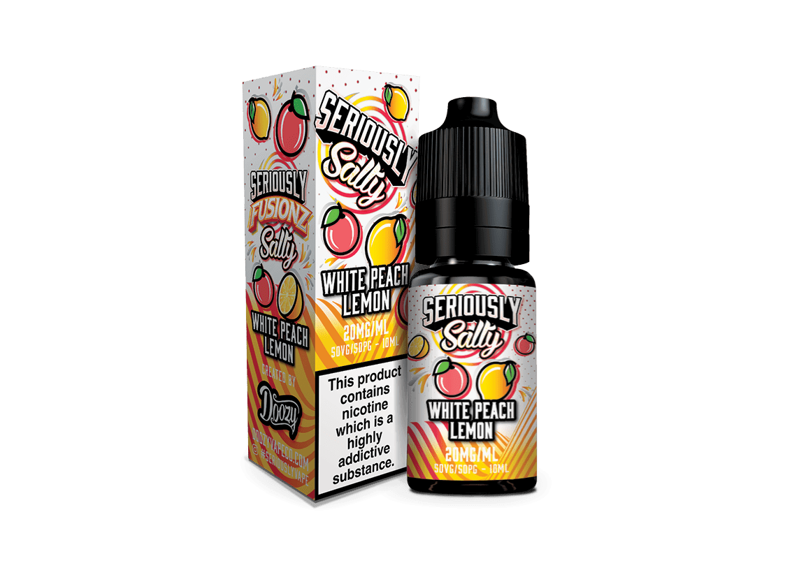 White Peach Lemon Nic Salt E-liquid by Seriously Fusionz Salty - Shop Vapour