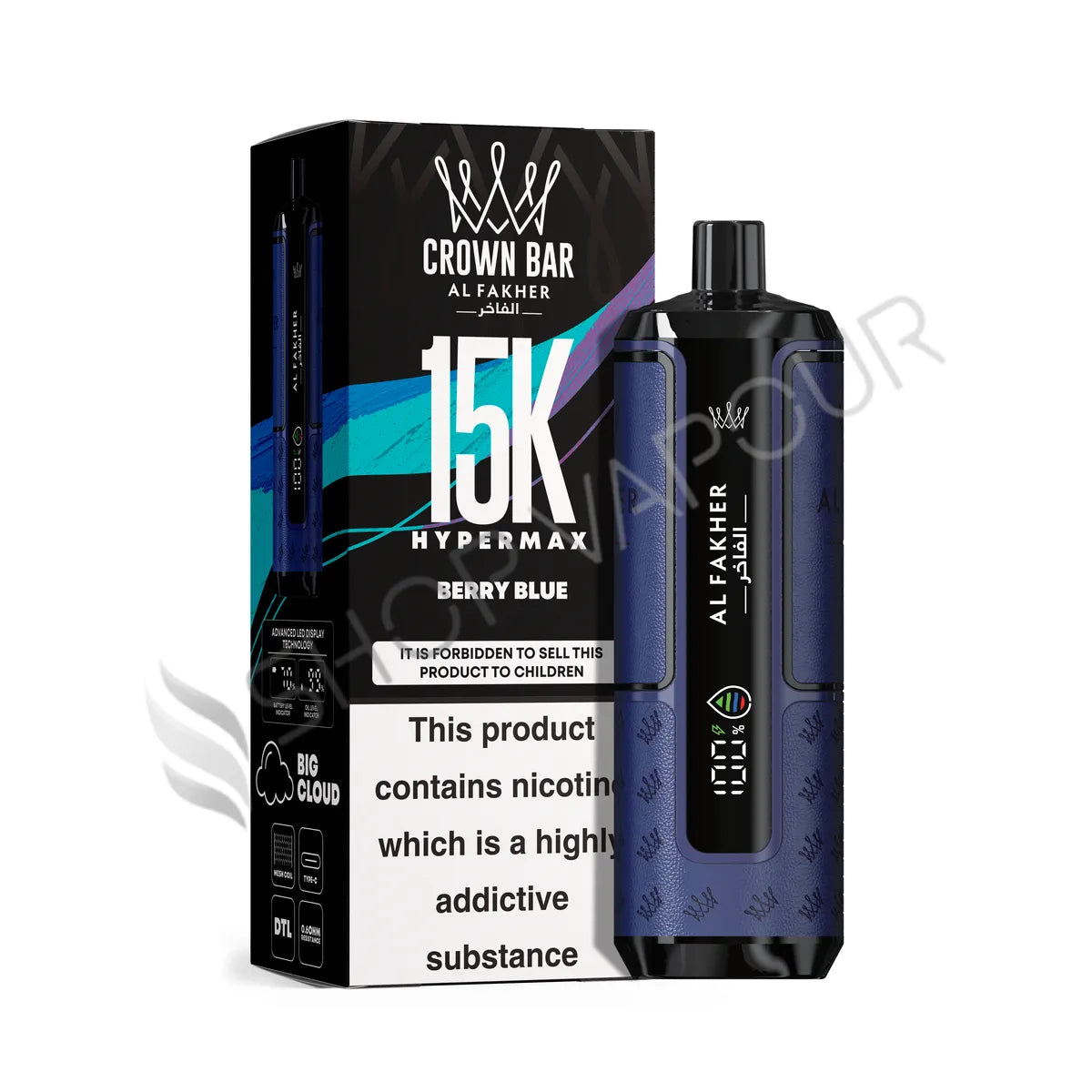 Al Fakher Crown Bar 15k Hyper Max Disposable Vape - Berry Blue