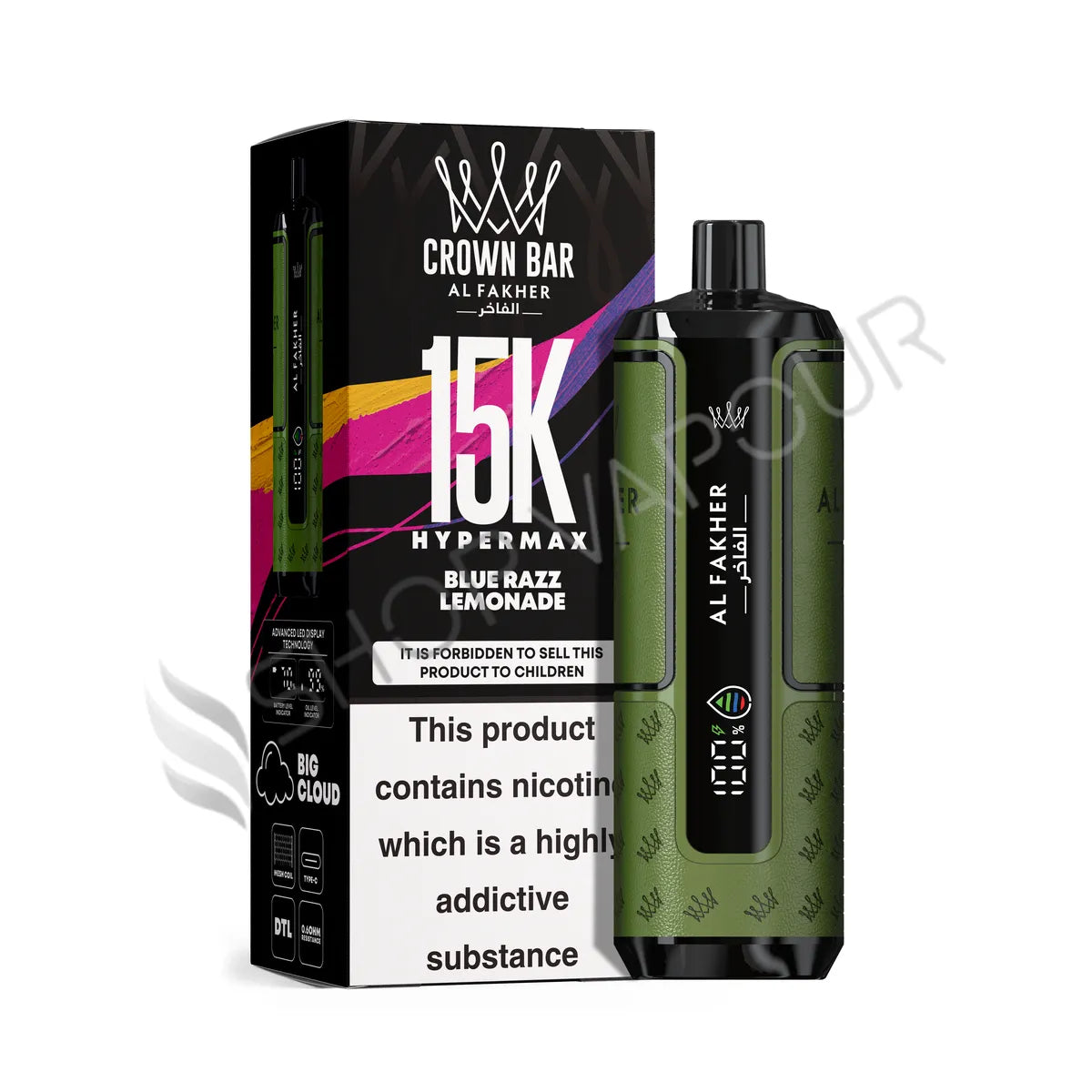 Al Fakher Crown Bar 15k Hyper Max Disposable Vape - Blue Razz Lemonade
