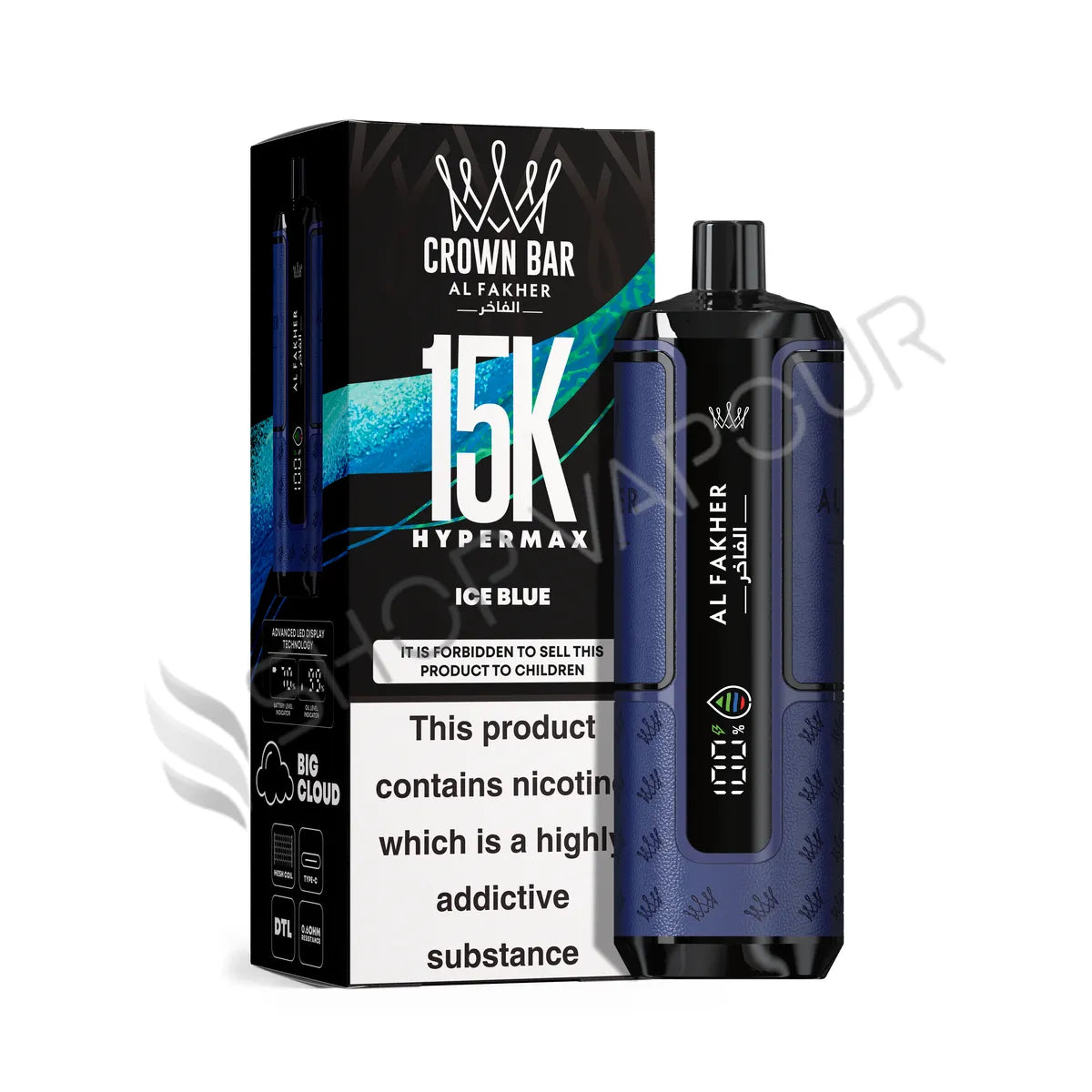 Al Fakher Crown Bar 15k Hyper Max Disposable Vape - Ice Blue