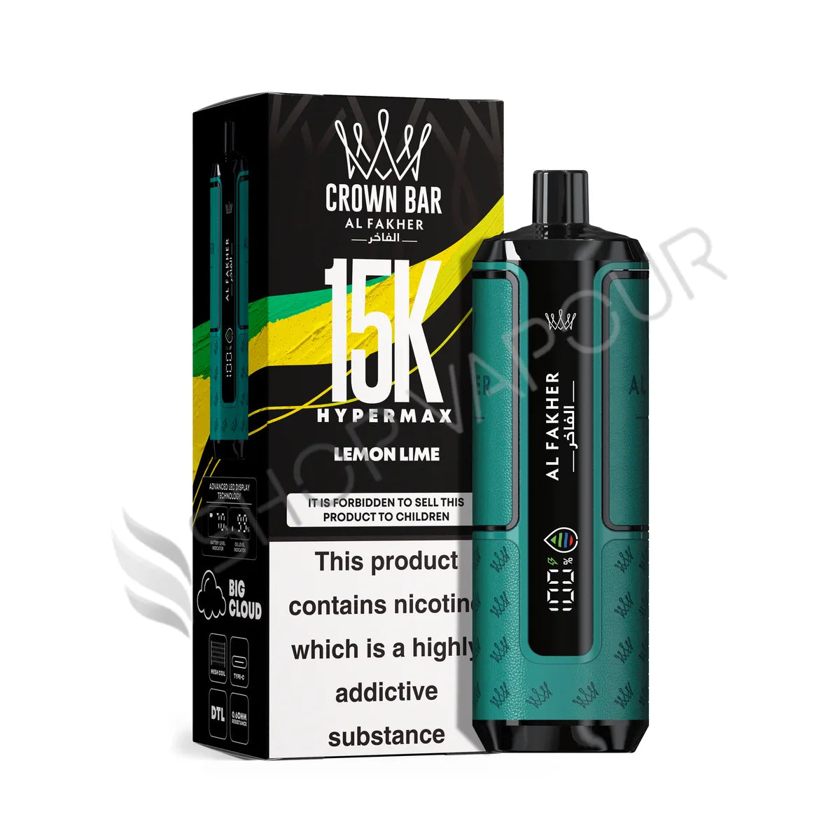 Al Fakher Crown Bar 15k Hyper Max Disposable Vape - Lemon Lime