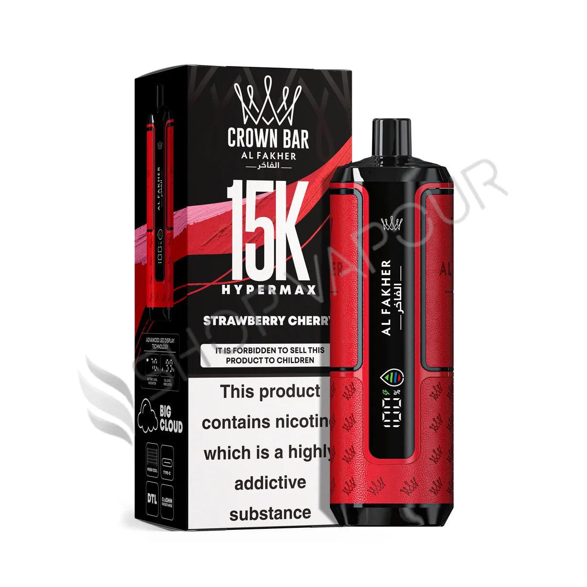 Al Fakher Crown Bar 15k Hyper Max Disposable Vape - Strawberry Cherry