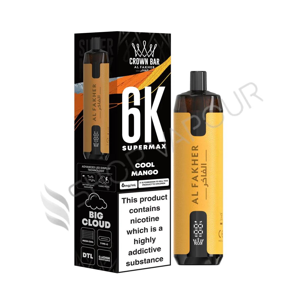 Al Fakher Crown Bar 6K Supermax Disposable Vape Kit - Cool Mango