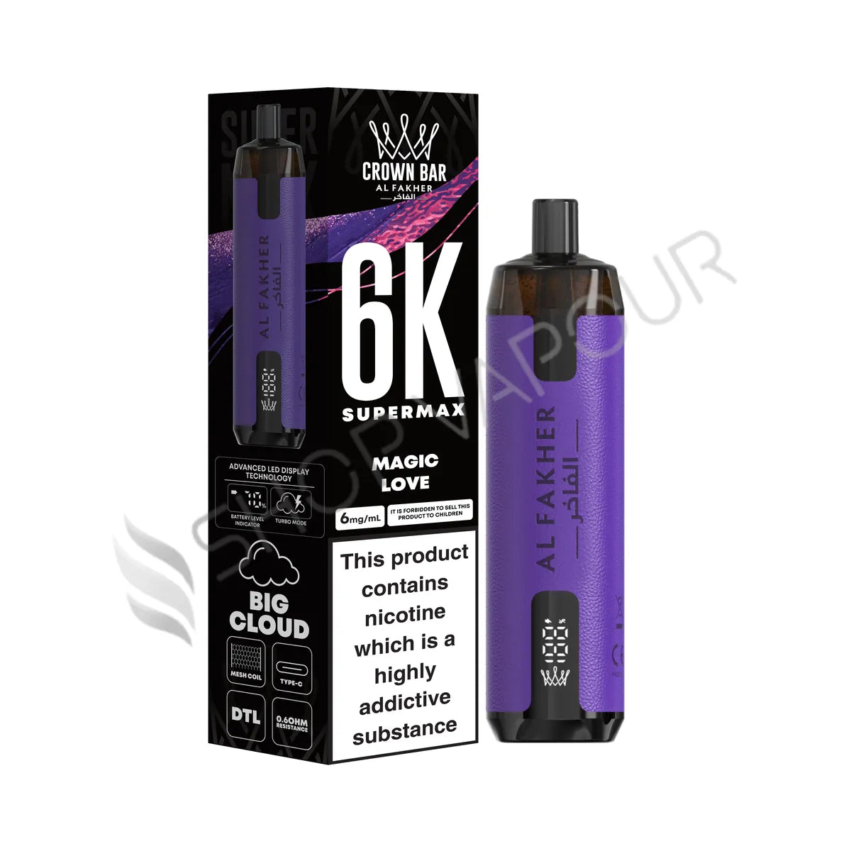 Al Fakher Crown Bar 6K Supermax Disposable Vape Kit - Magic Love