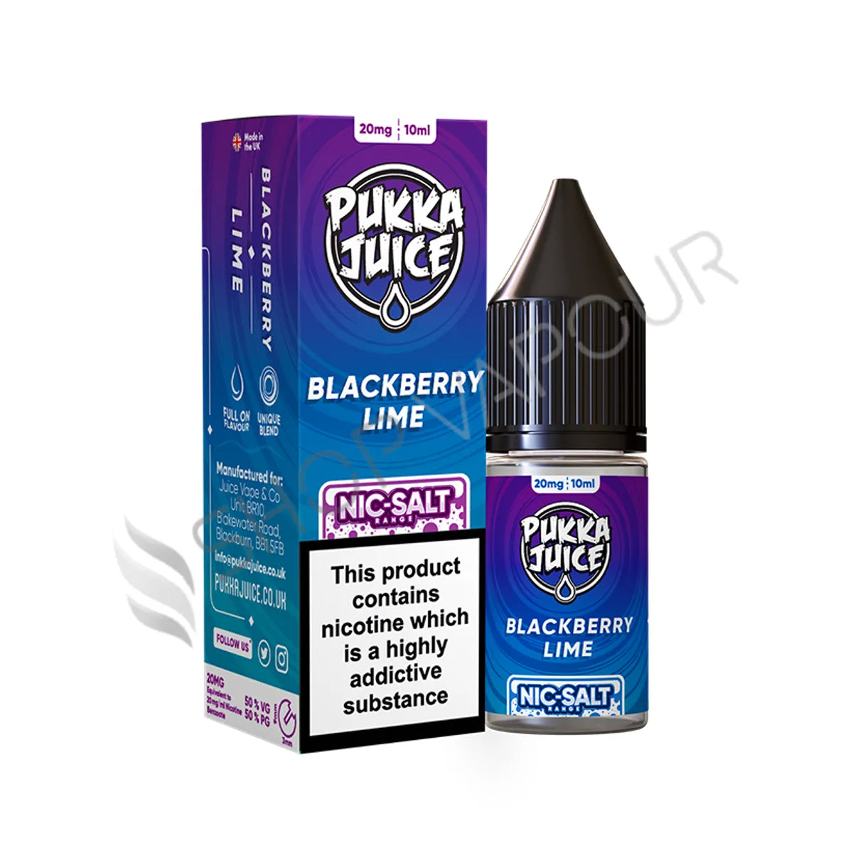 Blackberry Lime Nic Salt E-Liquid by Pukka Juice