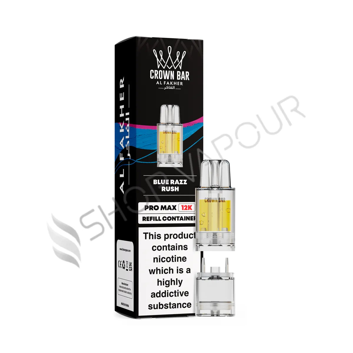 Blue Razz Rush Crown Bar Pro Max 12K Prefilled Pod & Refill by Al Fakher