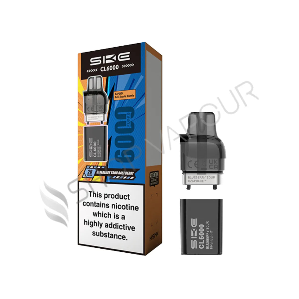 Blueberry Sour Raspberry CL6000 Prefilled Pod & Refill by SKE Crystal