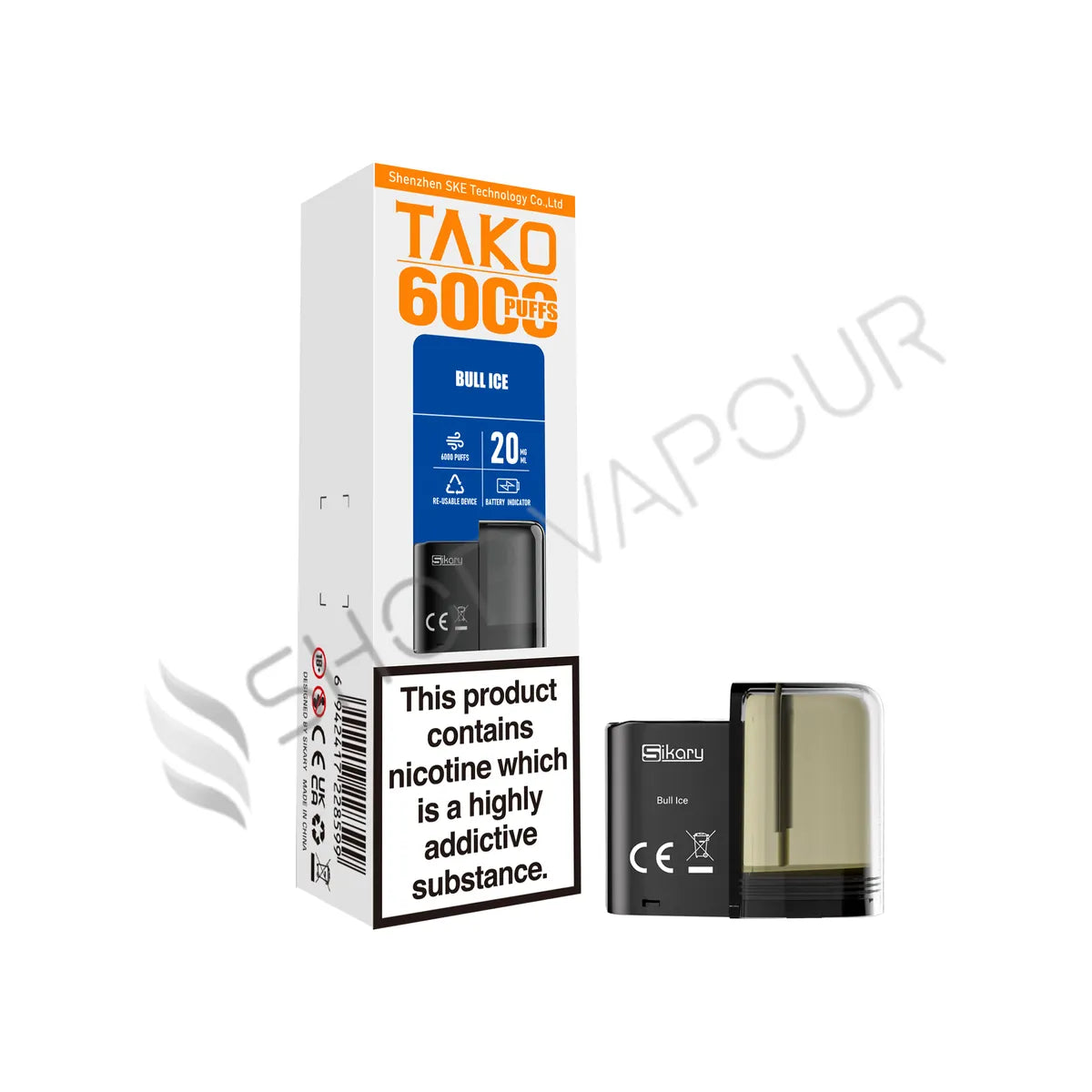 Bull Ice Tako SP6000 Prefilled Pod & Refill by Sikary