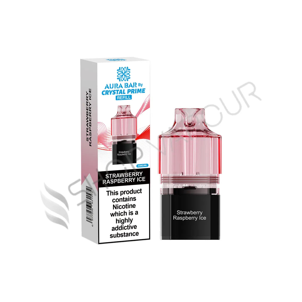 Strawberry Raspberry Ice Aura Bar 10K Prefilled Pod & Refill by Crystal Prime