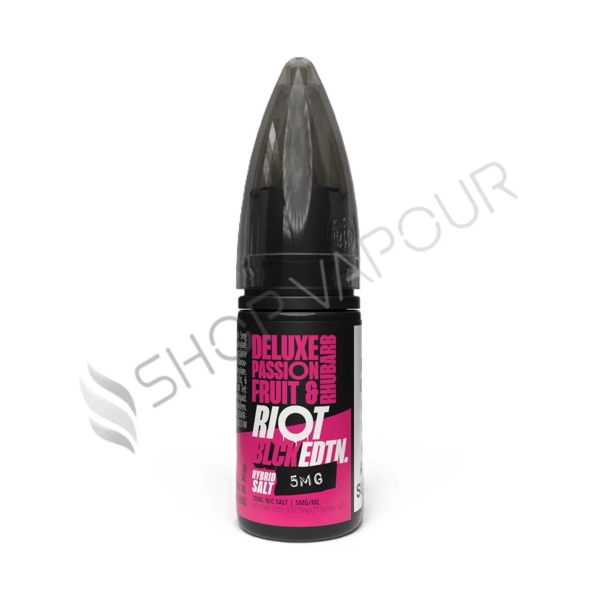 Deluxe Passionfruit Rhubarb Nic Salt E-Liquid by Riot Black Edition