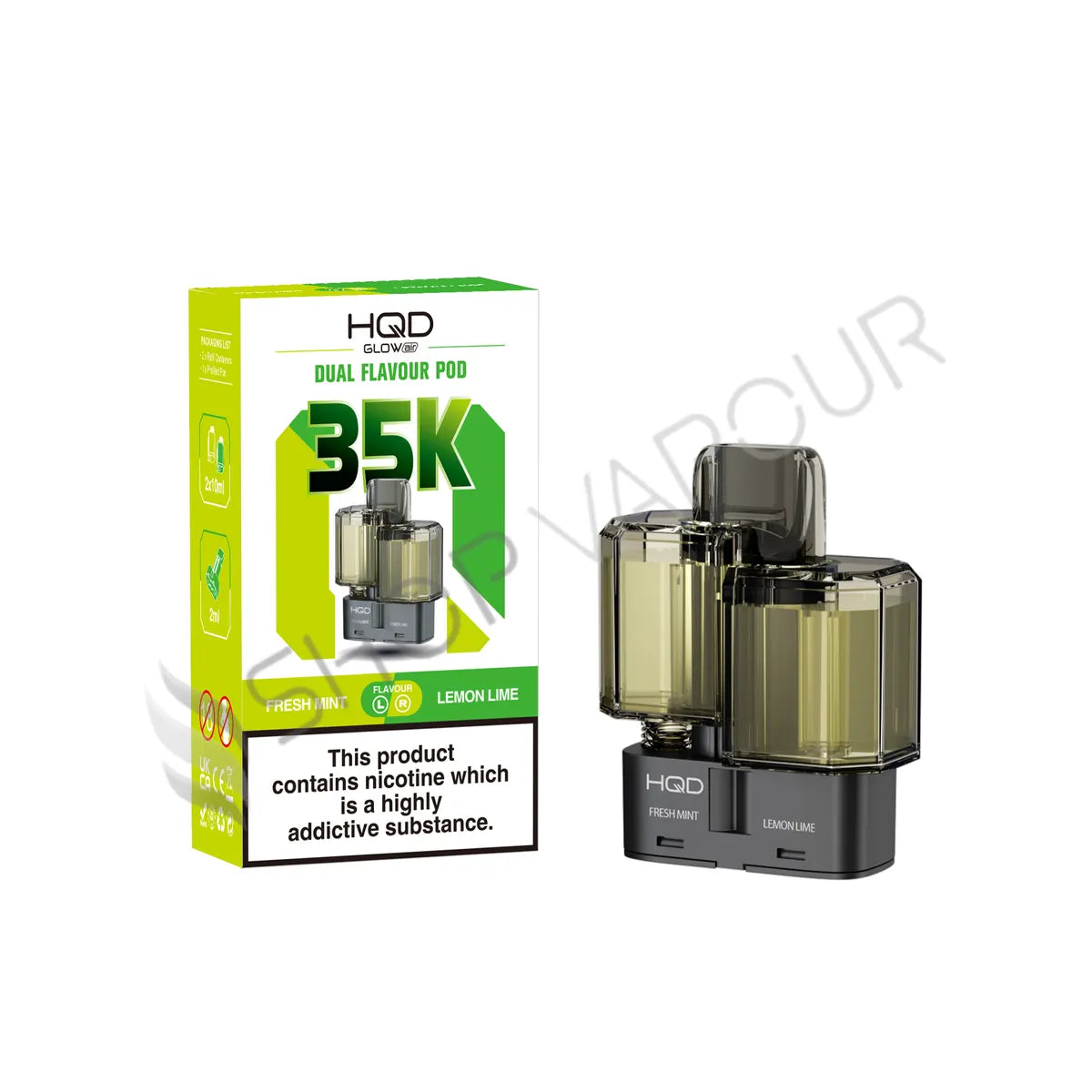 Fresh Mint & Lemon Lime Glow Air 35K Prefilled Pod & Refill by HQD