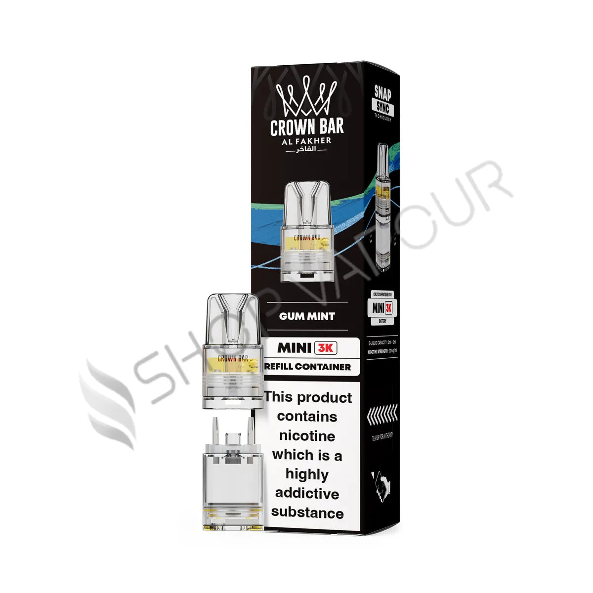 Gum Mint Crown Bar Mini 3K Prefilled Pod & Refill by Al Fakher