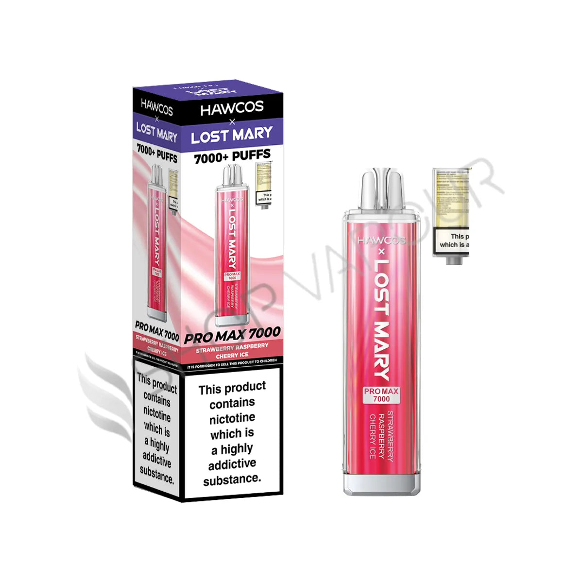 Strawberry Raspberry Cherry Ice Pro Max 7000 Prefilled Pod & Refill by Hawcos X Lost Mary