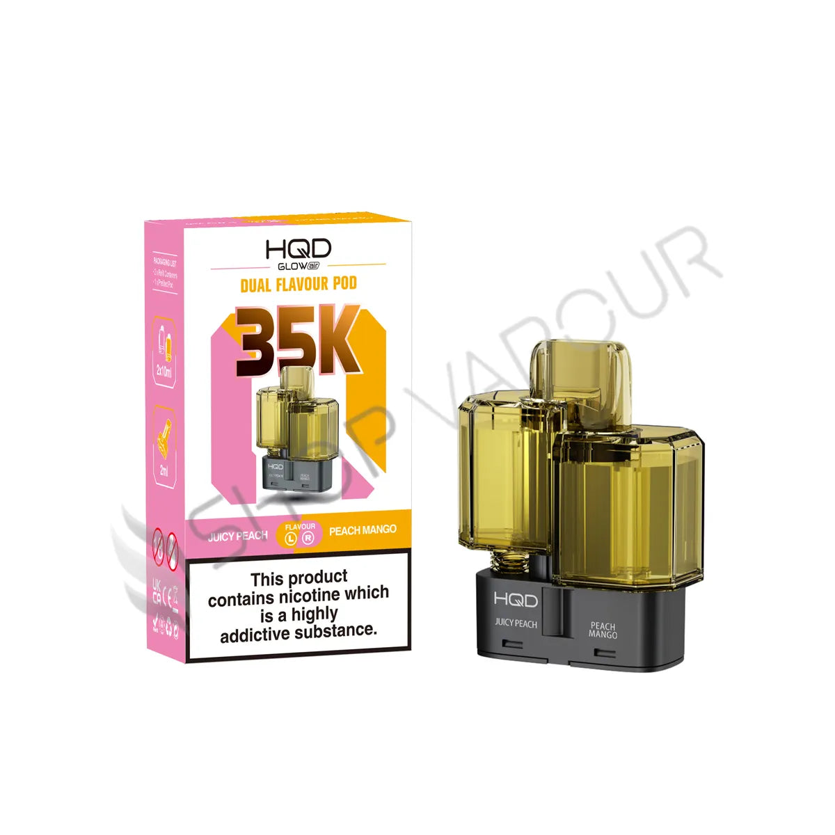 Juicy Peach & Peach Mango Glow Air 35K Prefilled Pod & Refill by HQD