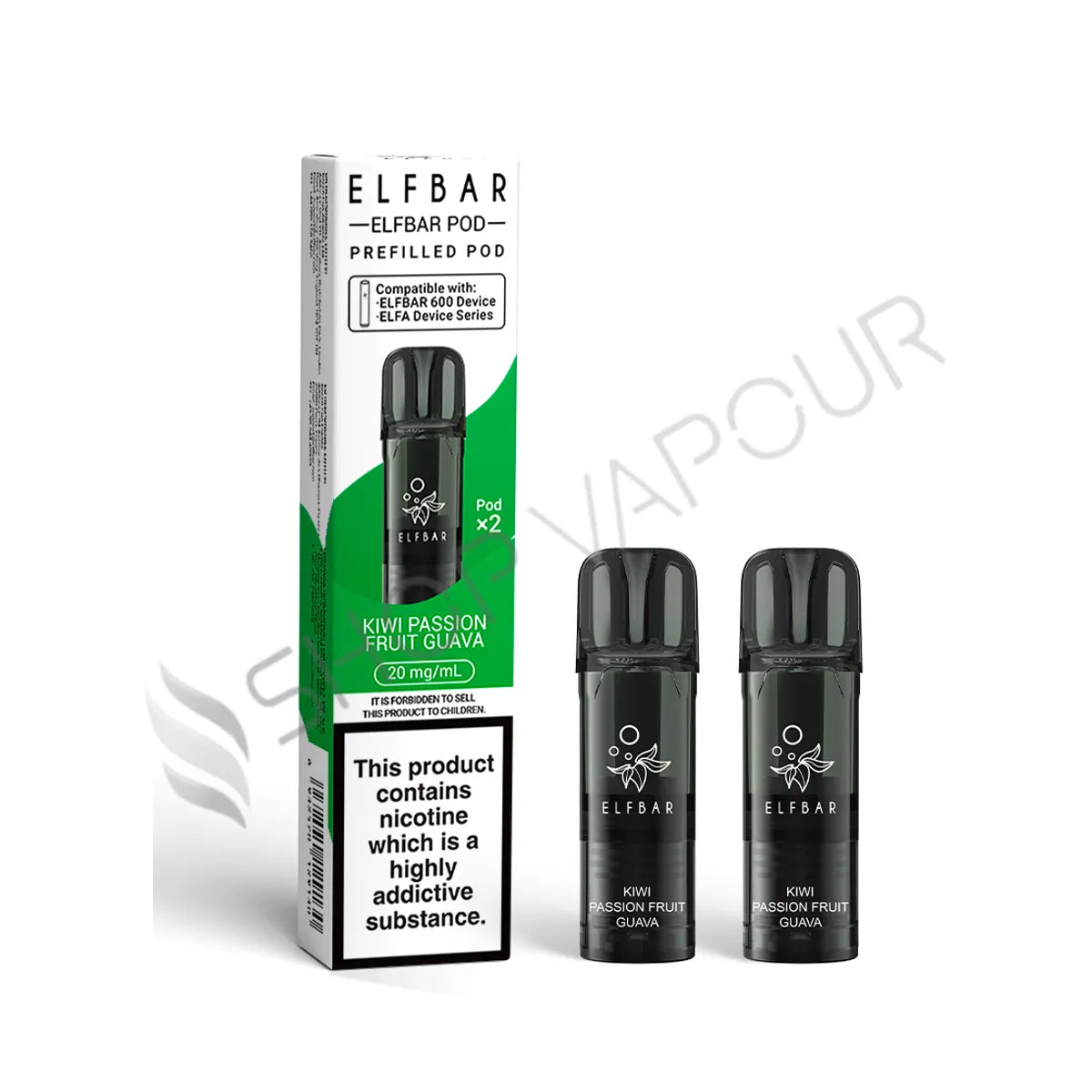 Kiwi Passion Fruit Guava 600 Prefilled Pods by Elf Bar
