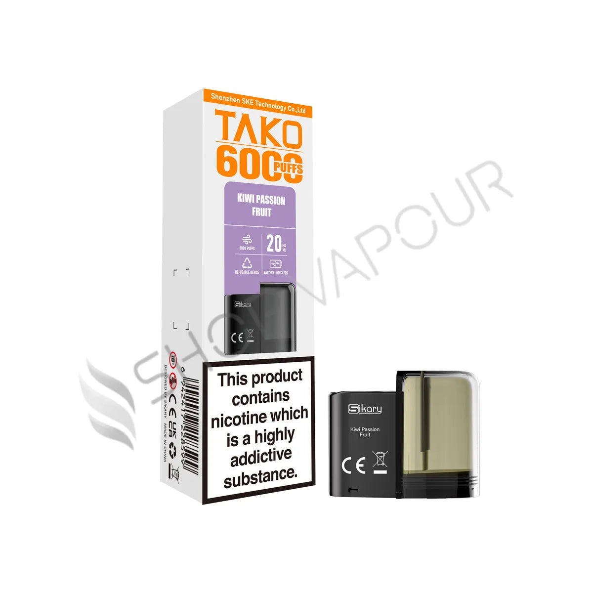 Kiwi Passion Fruit Tako SP6000 Prefilled Pod & Refill by Sikary