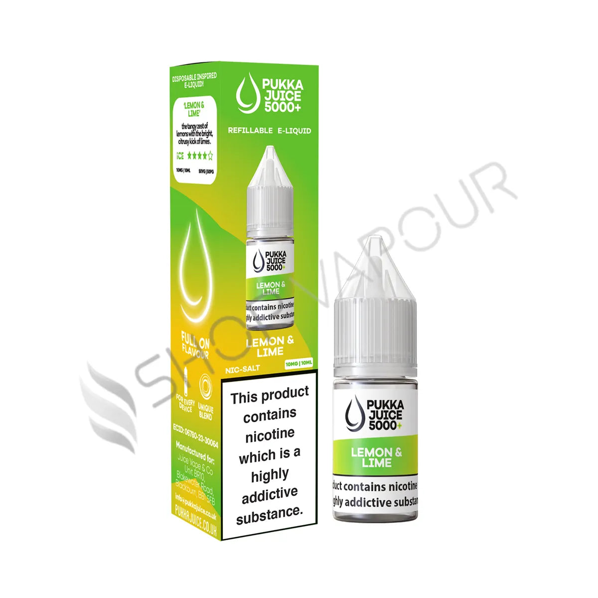 Lemon & Lime Nic Salt E-Liquid by Pukka Juice 5000+