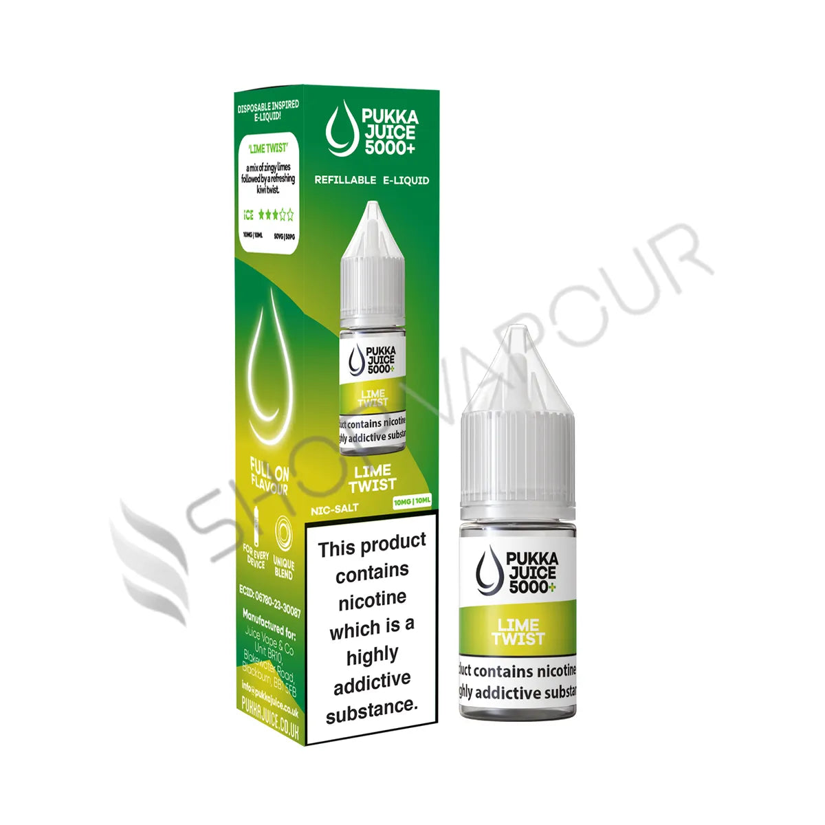 Lime Twist Nic Salt E-Liquid by Pukka Juice 5000+