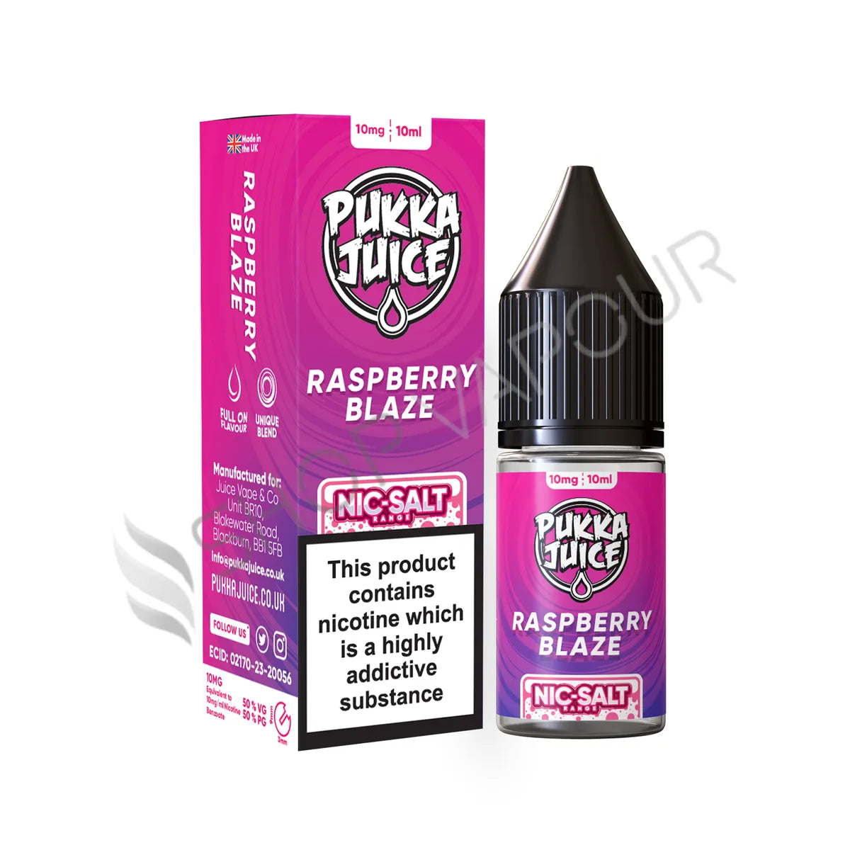 Raspberry Blaze Nic Salt E-Liquid by Pukka Juice