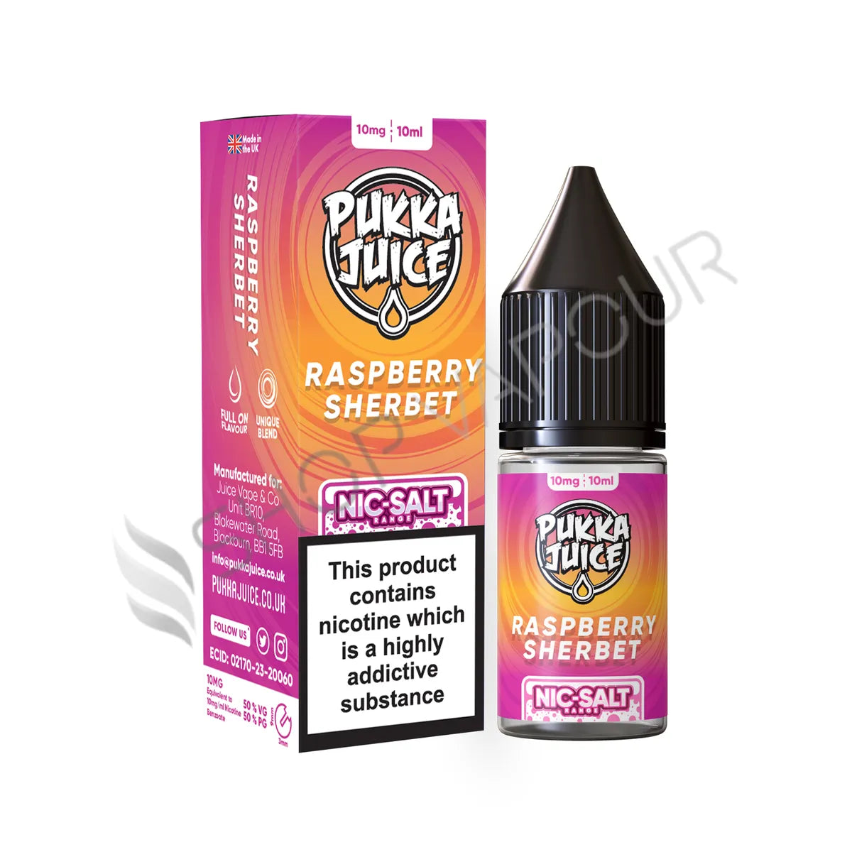 Raspberry Sherbet Nic Salt E-Liquid by Pukka Juice