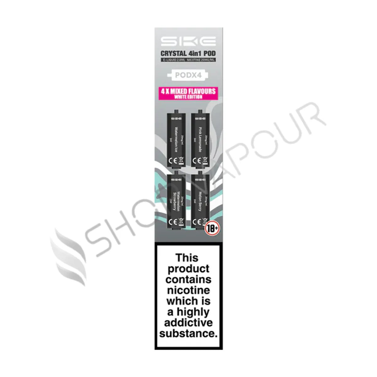 SKE Crystal 4 in 1 Prefilled Vape Pods - White Edition