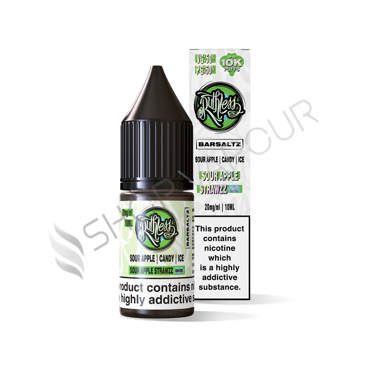 Sour Apple Strawzz On Ice Nic Salt E-Liquid by Ruthless Bar Saltz