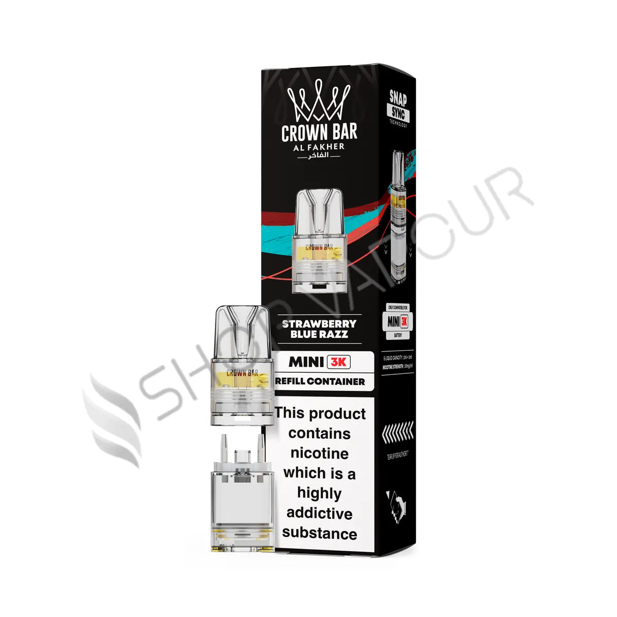 Strawberry Blue Razz Crown Bar Mini 3K Prefilled Pod & Refill by Al Fakher