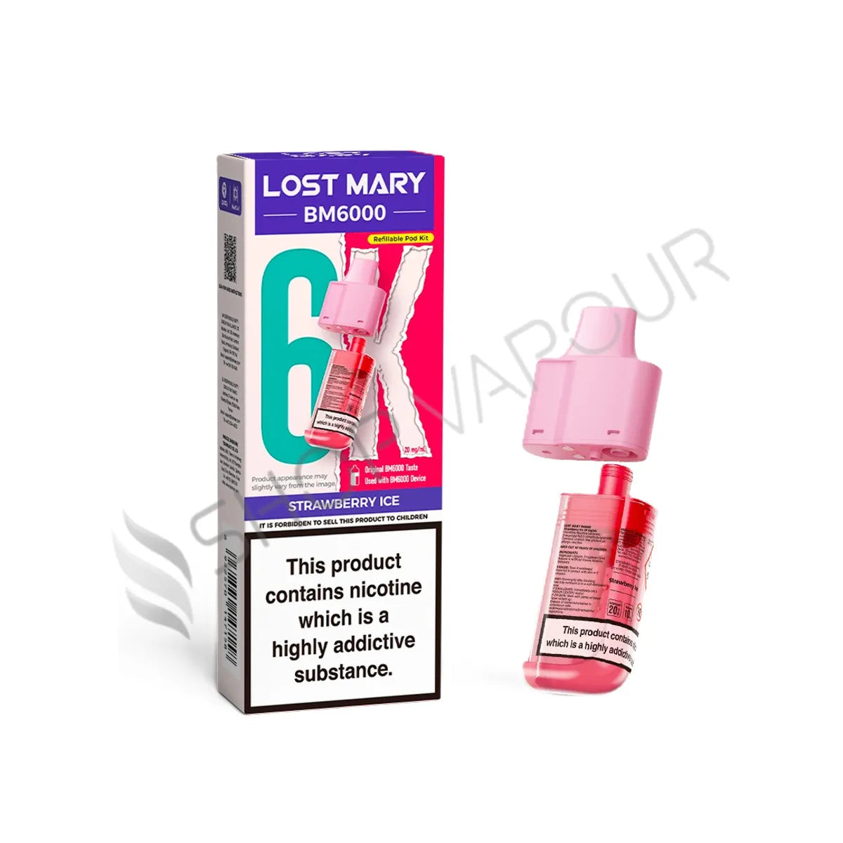 Strawberry Ice BM6000 Prefilled Pod & Refill by Lost Mary