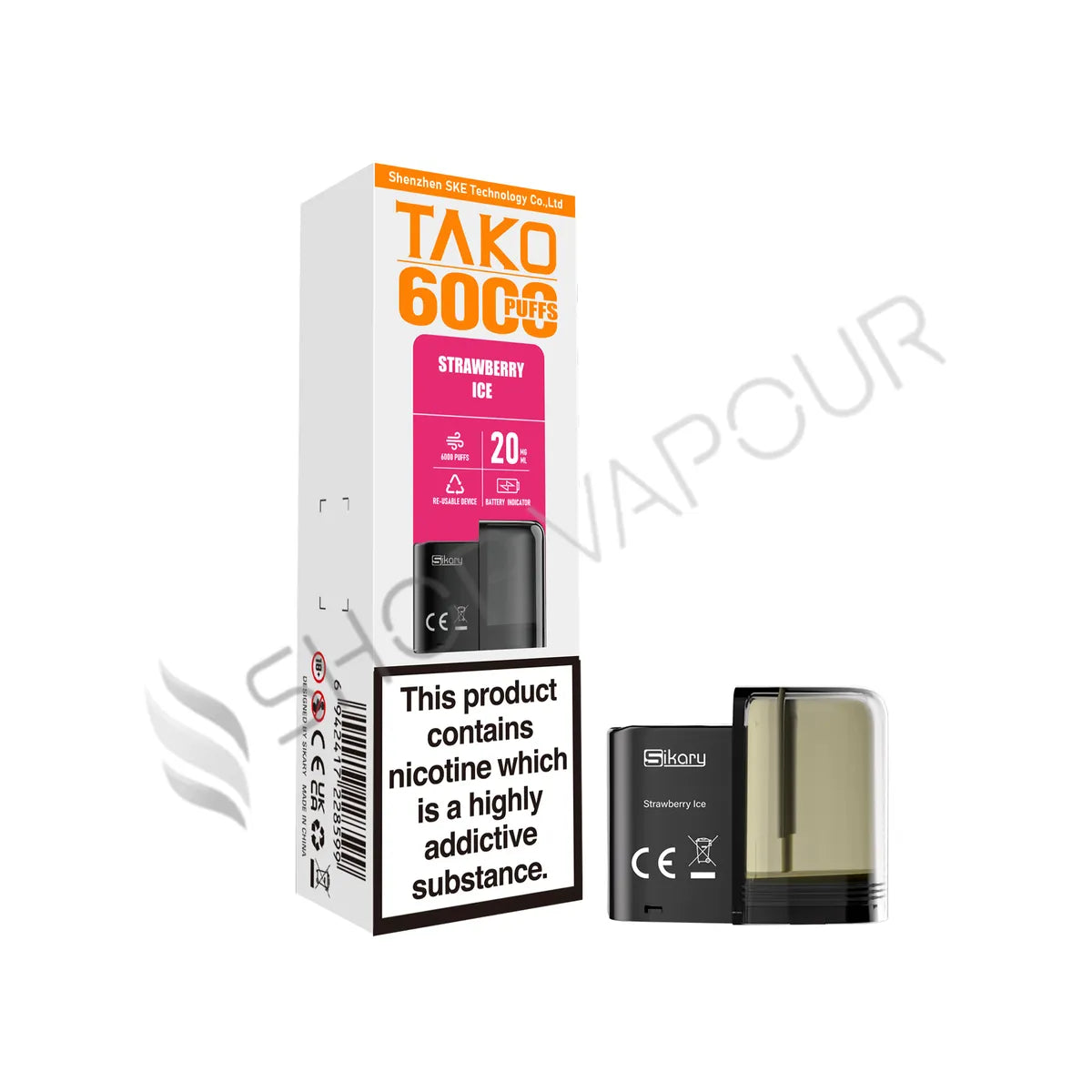 Strawberry Ice Tako SP6000 Prefilled Pod & Refill by Sikary