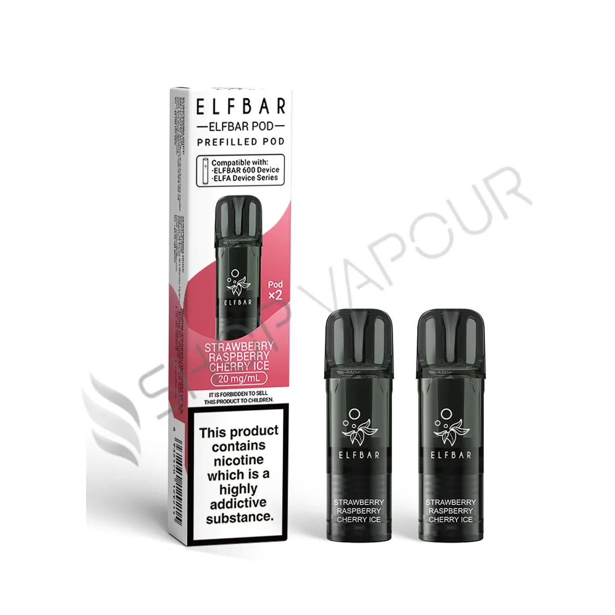 Strawberry Raspberry Cherry Ice 600 Prefilled Pods by Elf Bar