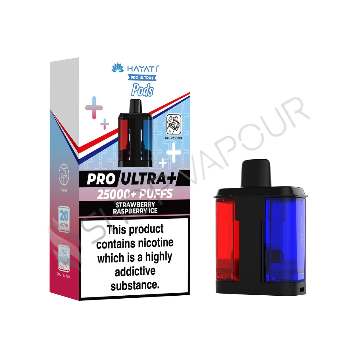 Strawberry Raspberry Ice Pro Ultra Plus 25K Prefilled Pod & Refill by Hayati