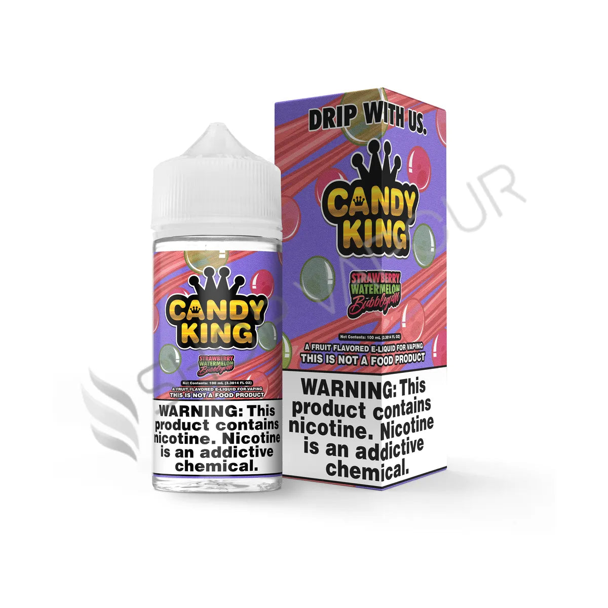 Strawberry Watermelon Bubblegum 100ml Shortfill E-Liquid by Candy King