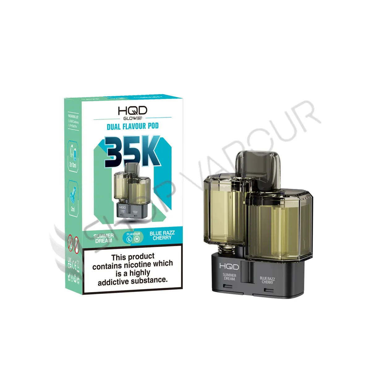 Summer Dream & Blue Razz Cherry Ice Glow Air 35K Prefilled Pod & Refill by HQD