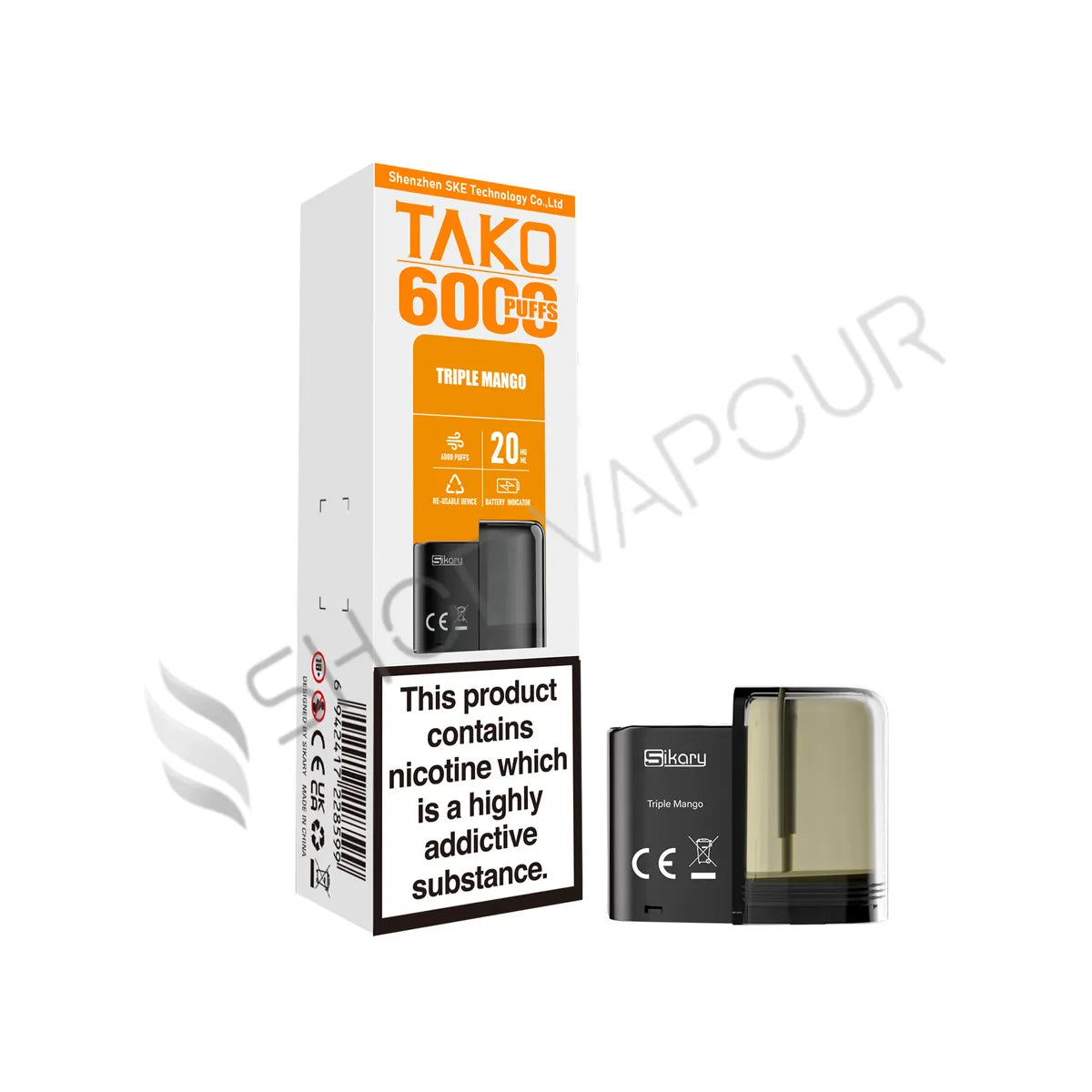 Triple Mango Tako SP6000 Prefilled Pod & Refill by Sikary