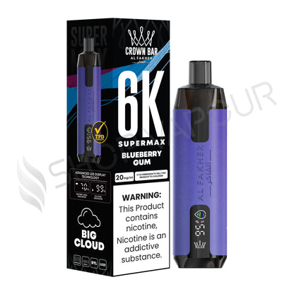 Al Fakher Crown Bar 6K Supermax Disposable Vape Kit Blueberry Gum