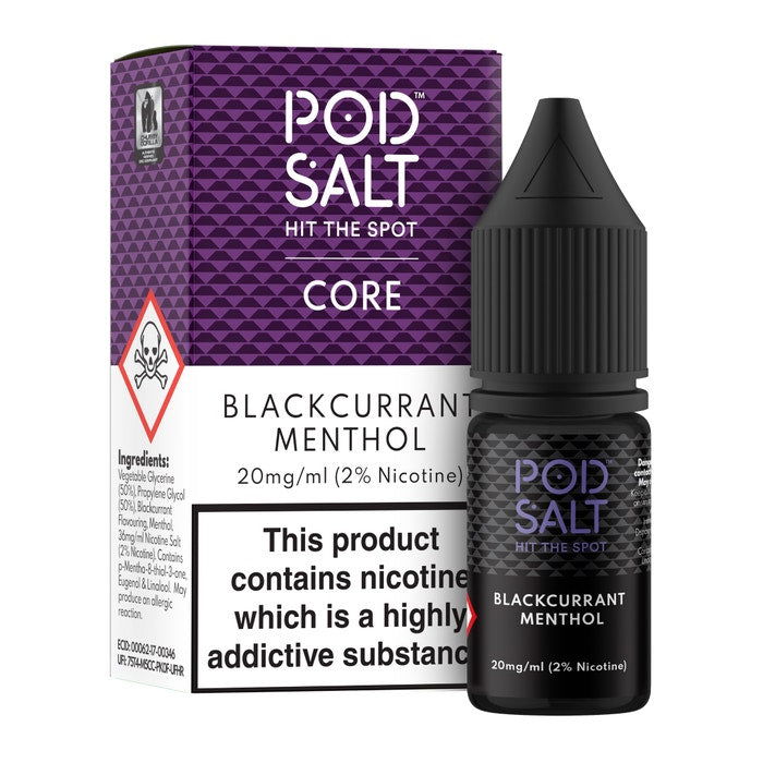 Blackcurrant Menthol Nic Salt E-Liquid by Pod Salt Core - Shop Vapour