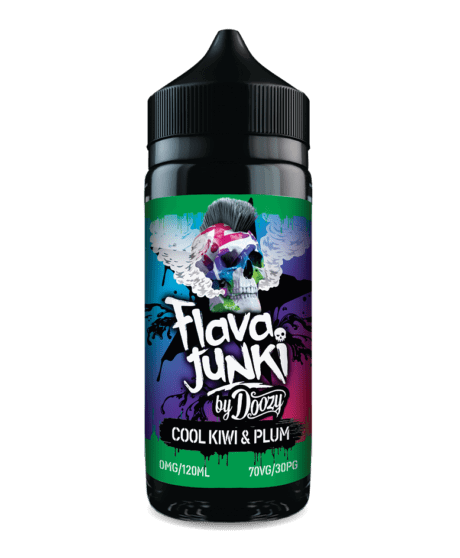 Cool Kiwi and Plum 100ml Shortfill E-Liquid by Flava Junki - Shop Vapour