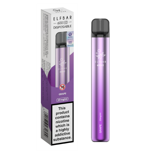 Grape Elf Bar 600 V2 Disposable Vape - Shop Vapour