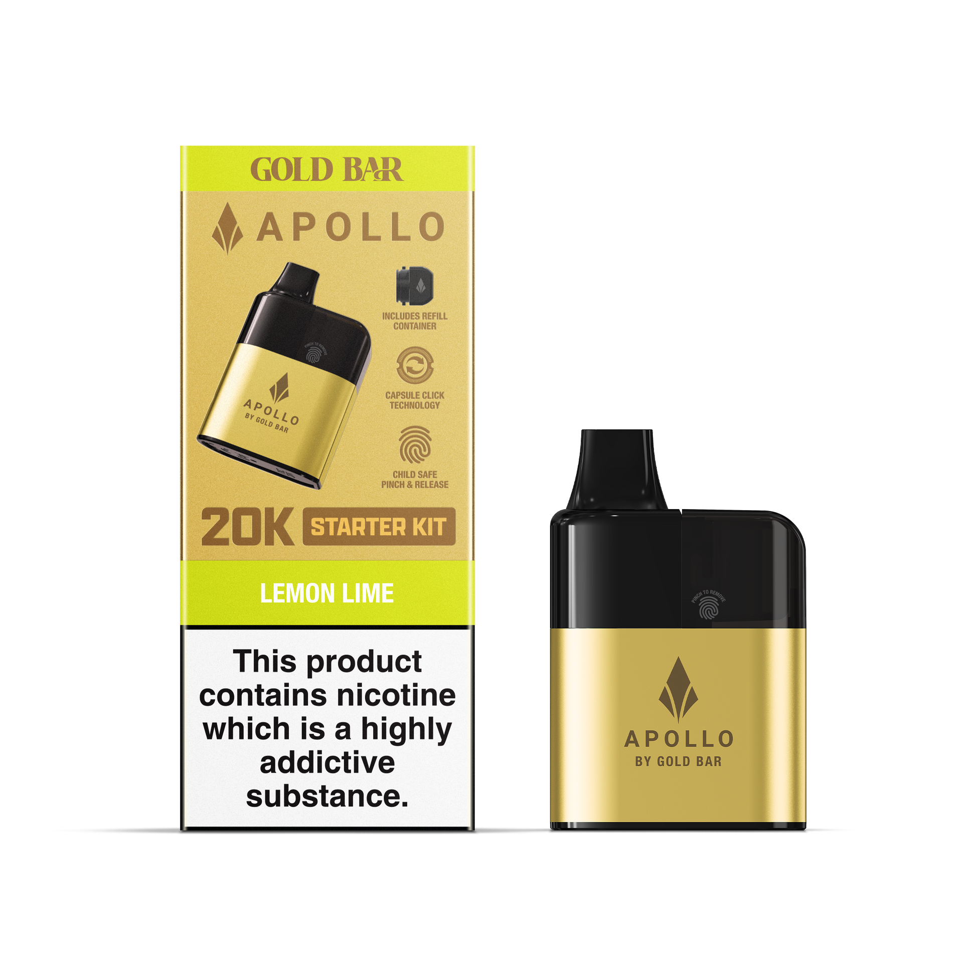 Gold Bar Apollo 20K Disposable Vape Lemon Lime