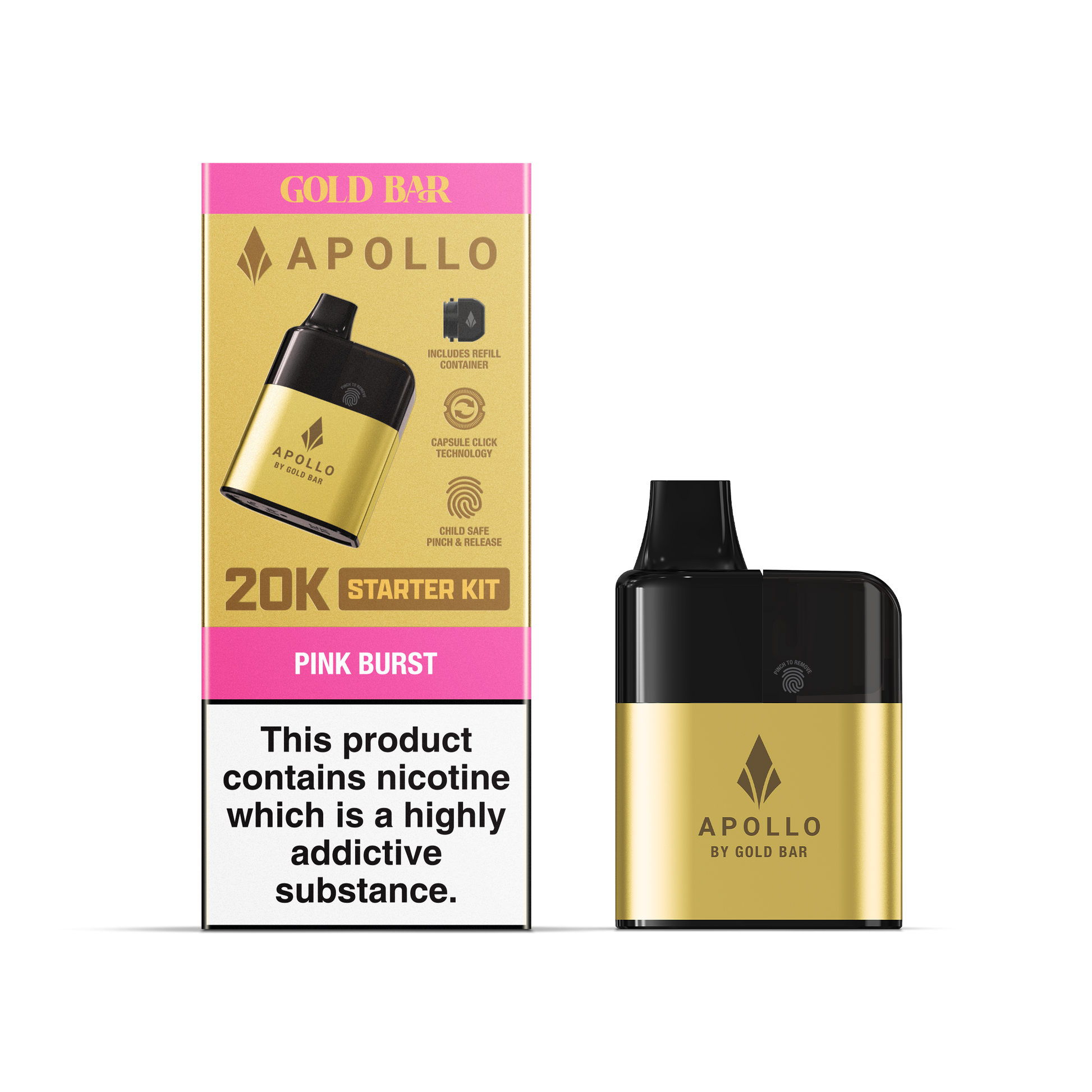 Gold Bar Apollo 20K Disposable Vape Pink Burst