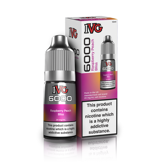 Raspberry Peach Bliss Nic Salt E-Liquid by IVG 6000 - Shop Vapour