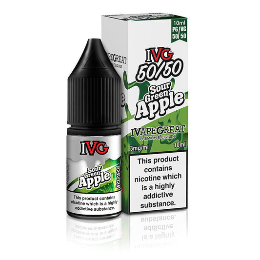 Sour Green Apple 10ml E-Liquid by IVG 50/50 - Shop Vapour
