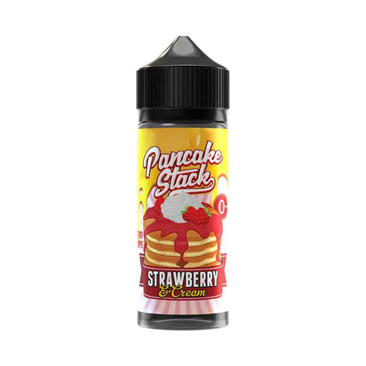 Strawberry & Cream 100ml Shortfill E-liquid by Pancake Stack - Shop Vapour