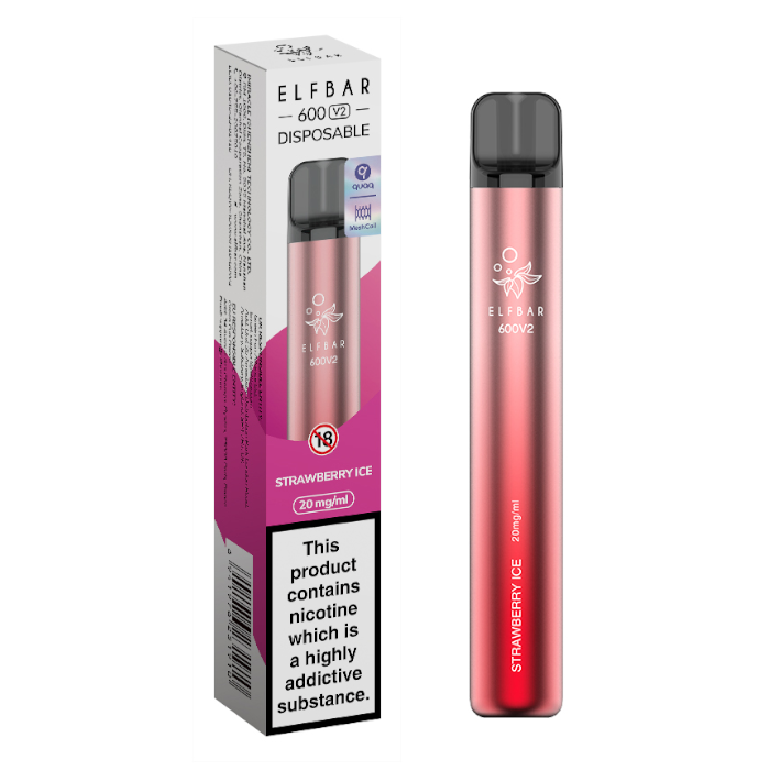 Strawberry Ice Elf Bar 600 V2 Disposable Vape - Shop Vapour