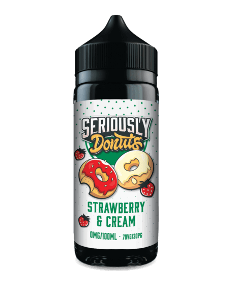 Strawberry and Cream 100ml Shortfill E-liquid by Seriously Donuts - Shop Vapour