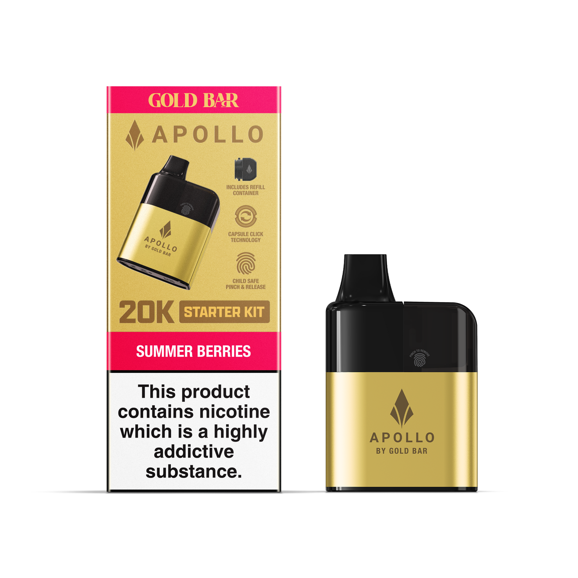 Gold Bar Apollo 20K Disposable Vape Summer Berries