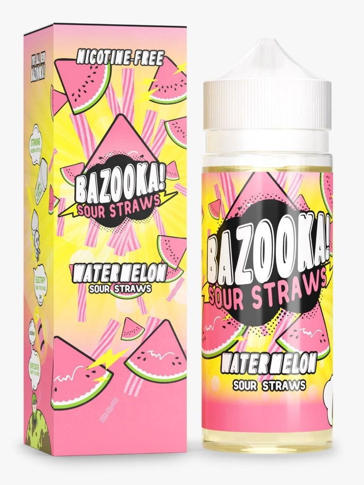Watermelon 100ml Shortfill E-Liquid by Bazooka Sour Straws - Shop Vapour