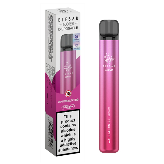 Watermelon Bubblegum Elf Bar 600 V2 Disposable Vape - Shop Vapour