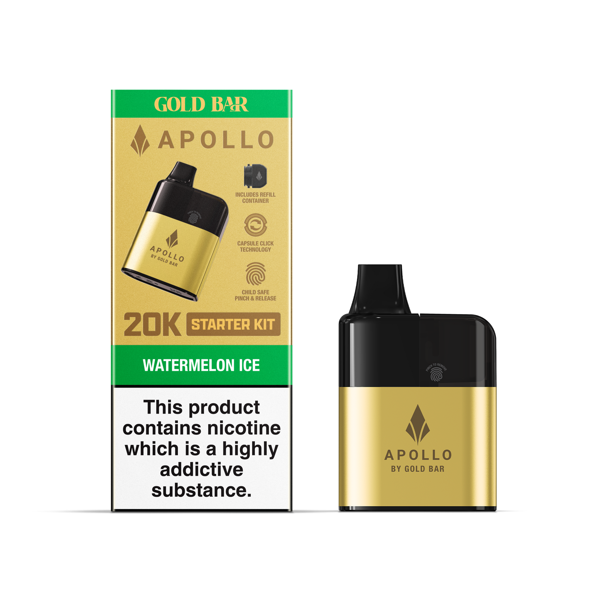 Gold Bar Apollo 20K Disposable Vape Watermelon Ice