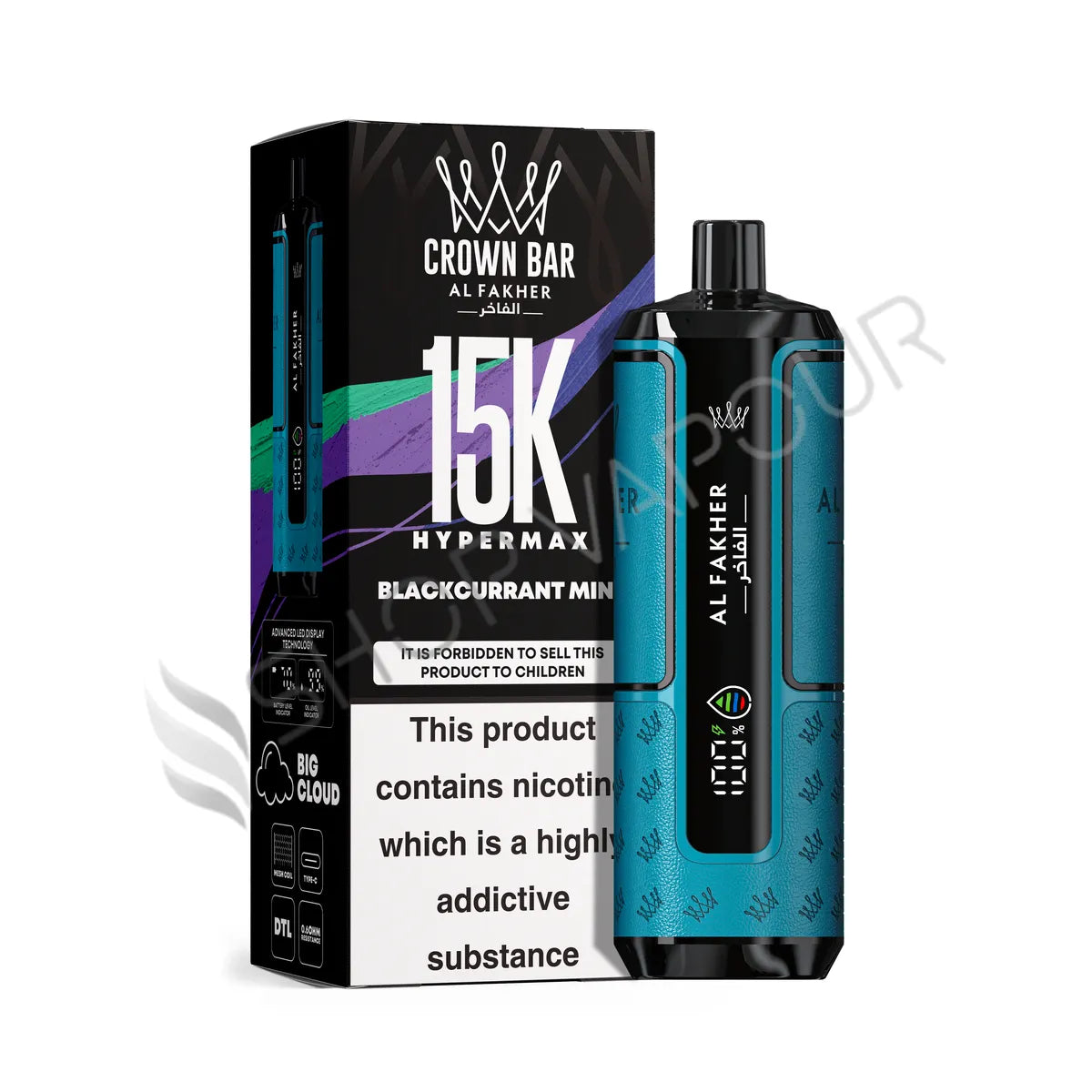 Al Fakher Crown Bar 15k Hyper Max Disposable Vape - Blackcurrant Mint